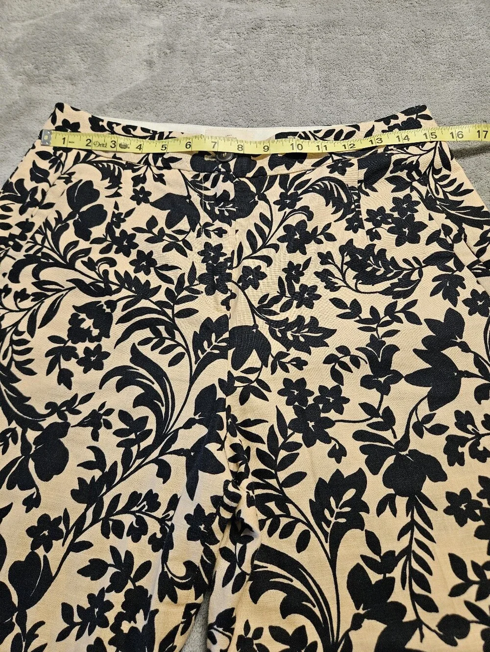 Sezane Martin Crop Nora Print Trousers Linen Blend Floral Pants Size 8